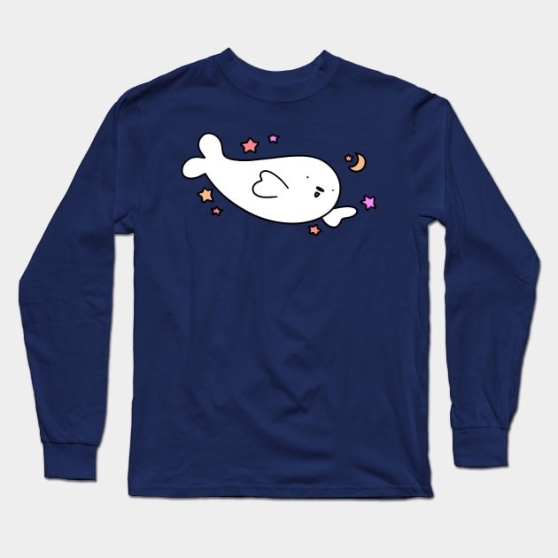 Stars and Moon Baby Harp Seal Long Sleeve T-Shirt by saradaboru